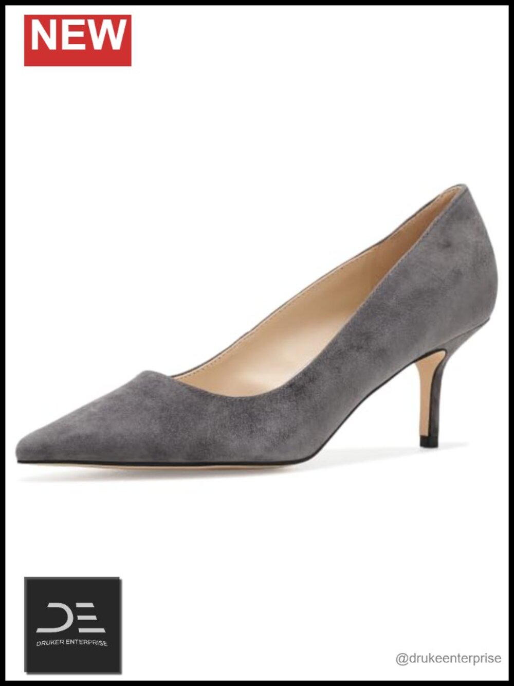 Suede Kitten Heel Pumps, Slip-On, 2.4" Heel, Women's Shoes
